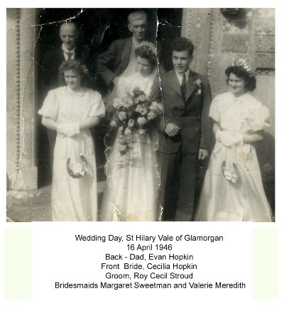 Cecilia Hopkin Wedding. St Hilary Church Vale of Glamorgan 16 April 1946